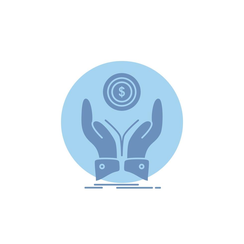 coin. hand. stack. dollar. income Glyph Icon. vector