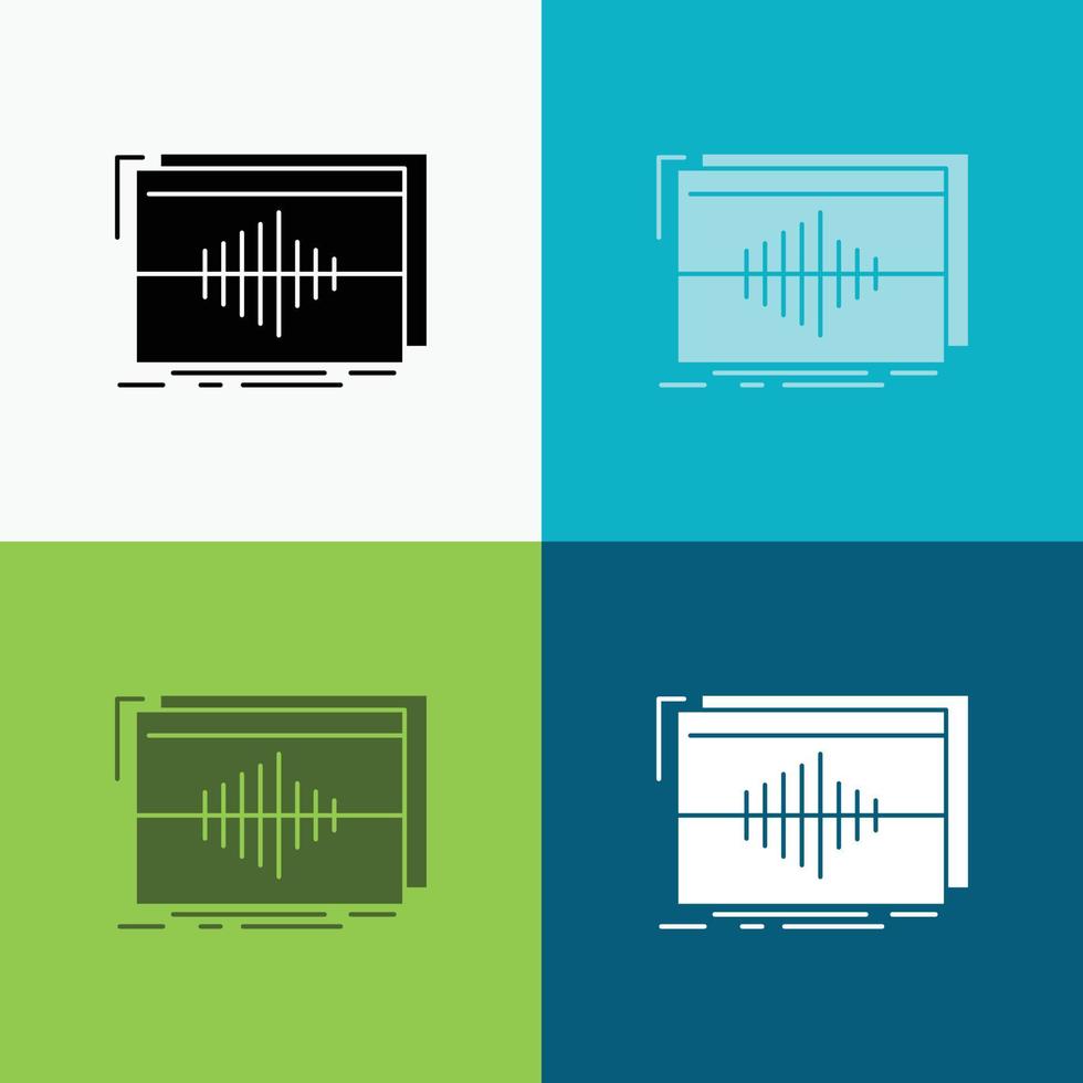 Audio. frequency. hertz. sequence. wave Icon Over Various Background. glyph style design. designed for web and app. Eps 10 vector illustration