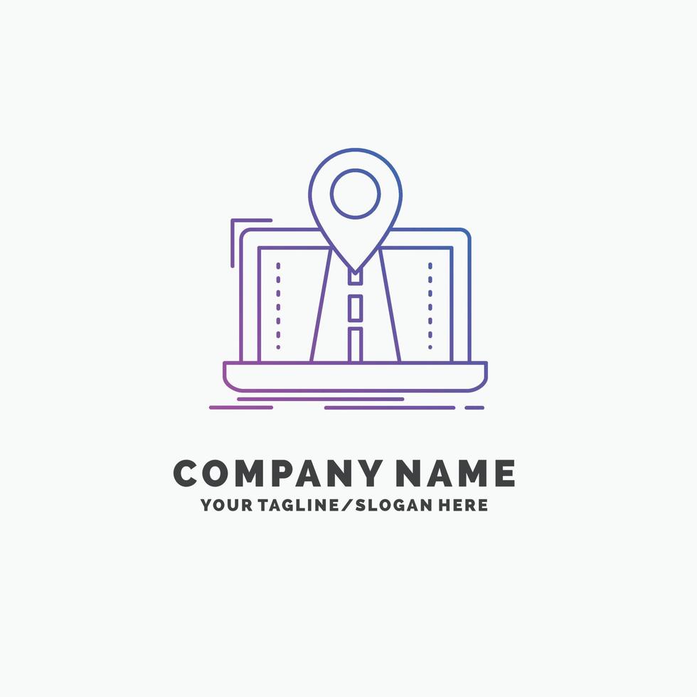 Navigation. Map. System. GPS. Route Purple Business Logo Template. Place for Tagline vector