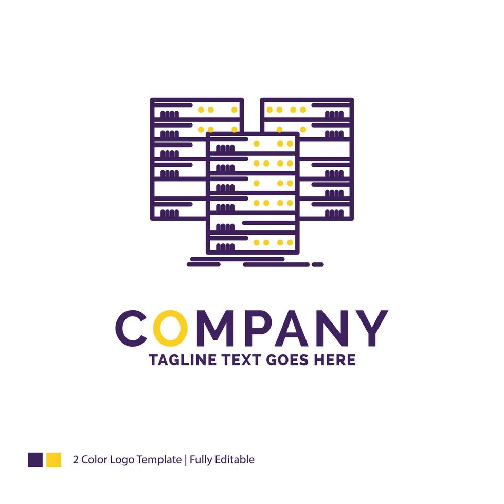 diseño del logotipo del nombre de la empresa para el centro. centro. datos. base de datos. servidor. diseño de marca púrpura y amarillo con lugar para eslogan. plantilla de logotipo creativo para pequeñas y grandes empresas. vector