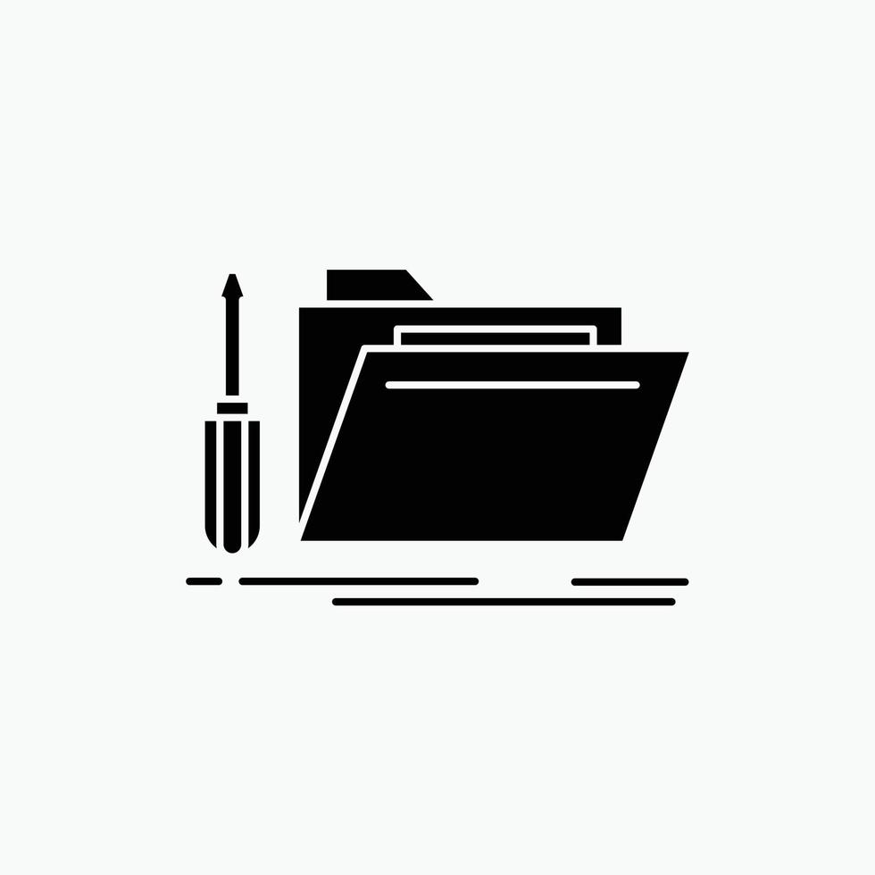 folder. tool. repair. resource. service Glyph Icon. Vector isolated illustration