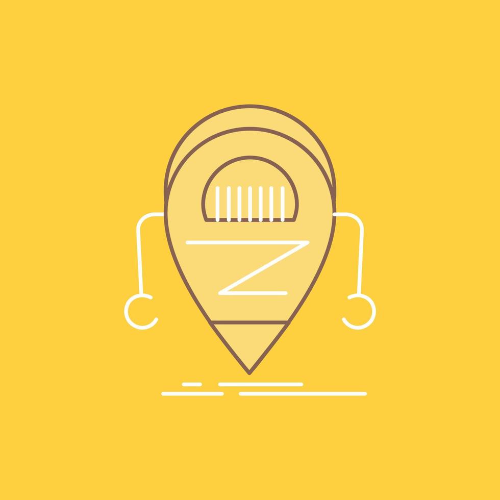 Android. beta. droid. robot. Technology Flat Line Filled Icon. Beautiful Logo button over yellow background for UI and UX. website or mobile application vector