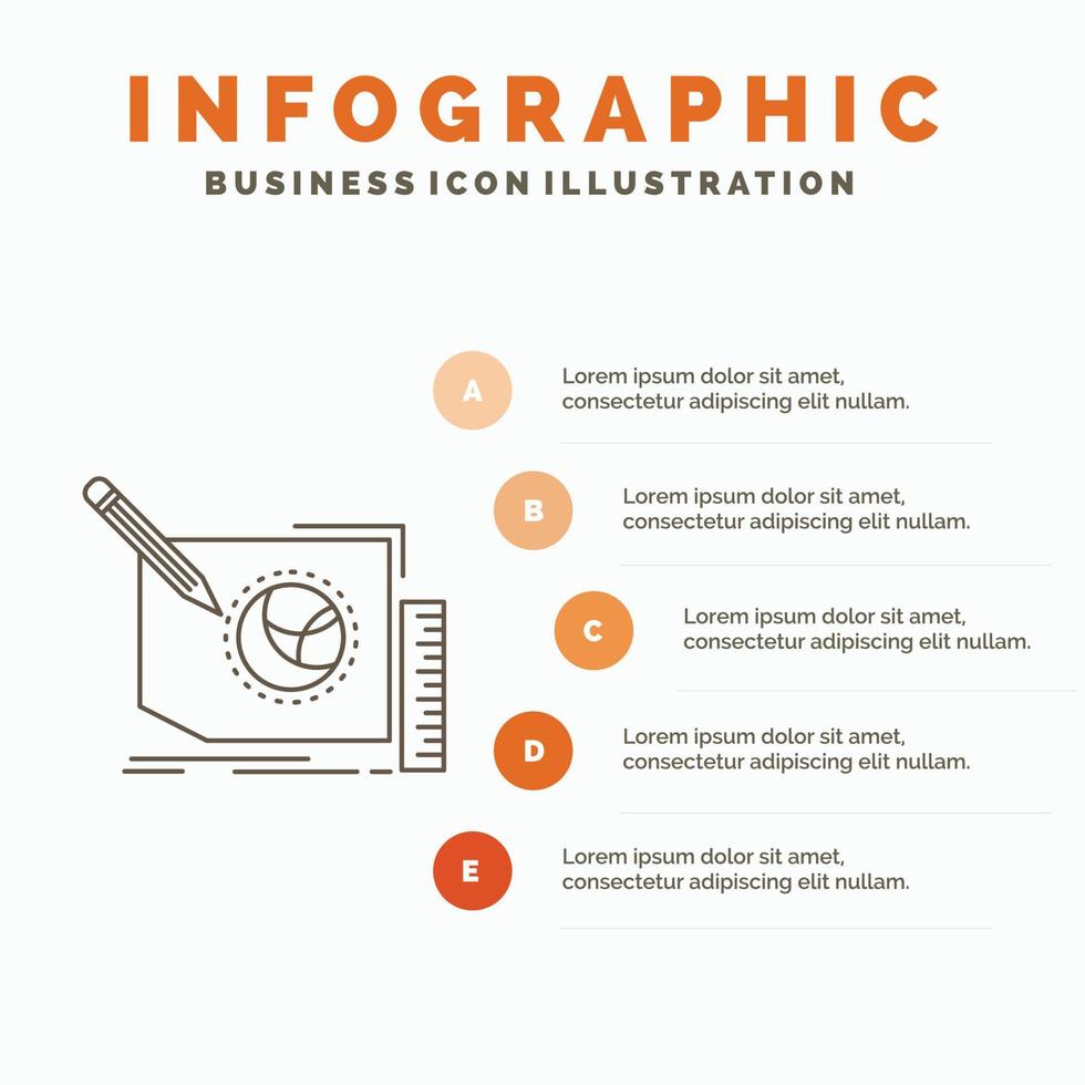 Content. design. frame. page. text Infographics Template for Website and Presentation. Line Gray icon with Orange infographic style vector illustration