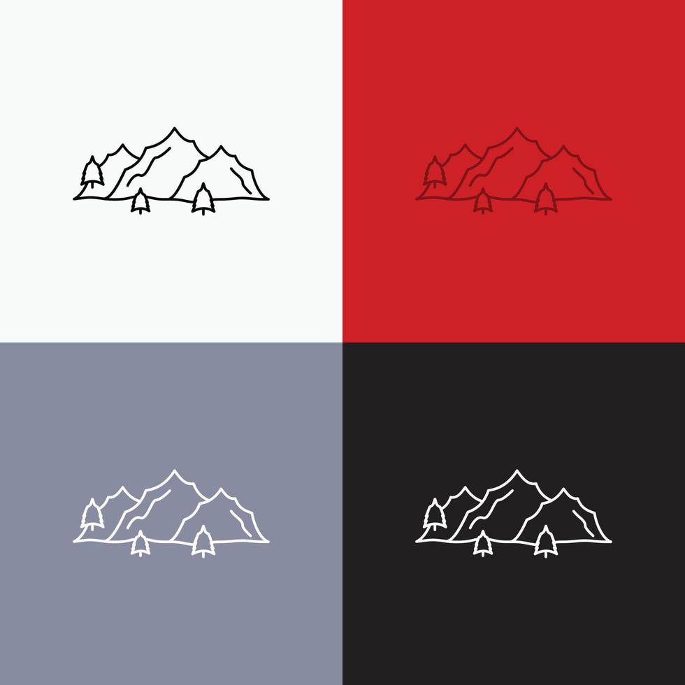 montaña. paisaje. Cerro. naturaleza. icono de árbol sobre varios antecedentes. diseño de estilo de línea. diseñado para web y aplicación. eps 10 ilustración vectorial vector