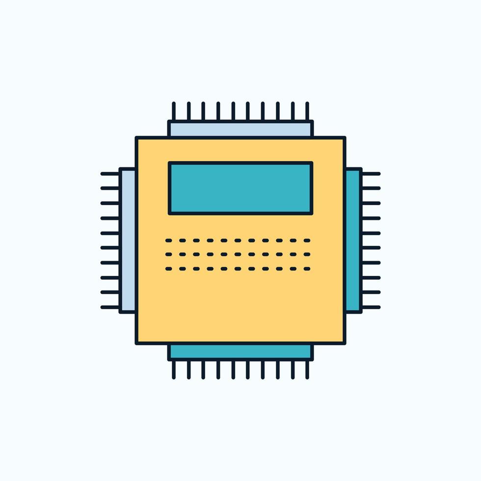 Processor. Hardware. Computer. PC. Technology Flat Icon. green and Yellow sign and symbols for website and Mobile appliation. vector illustration