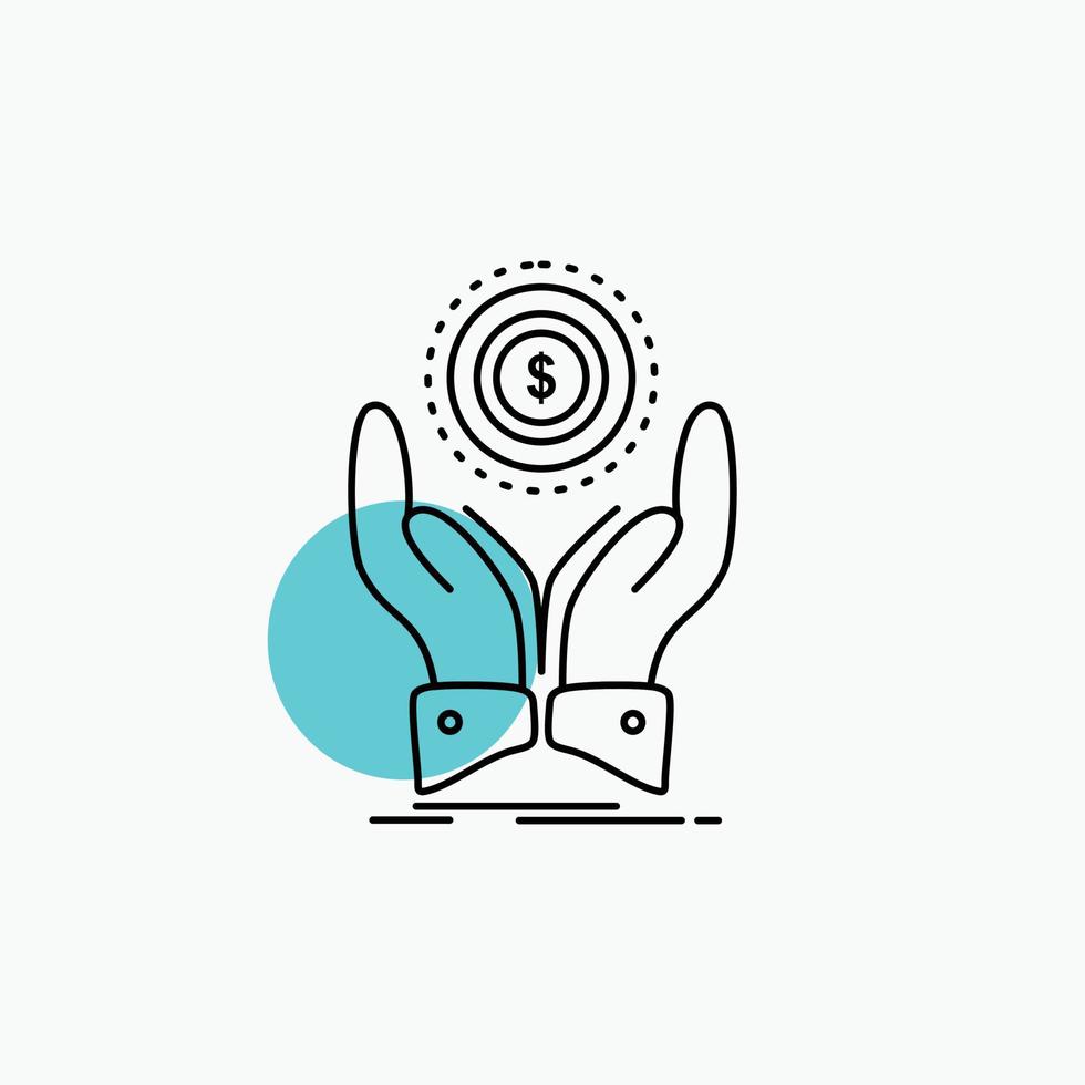 coin. hand. stack. dollar. income Line Icon vector