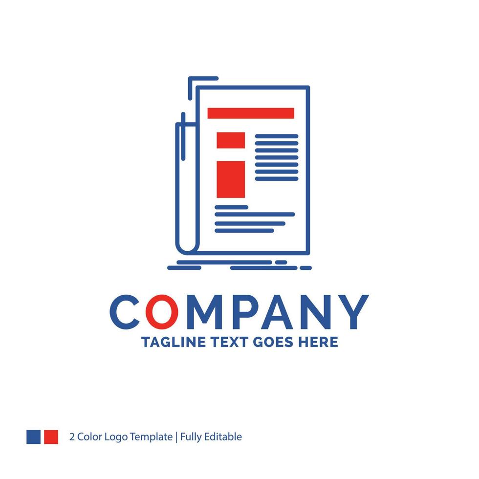 Company Name Logo Design For Gazette. media. news. newsletter. newspaper. Blue and red Brand Name Design with place for Tagline. Abstract Creative Logo template for Small and Large Business. vector
