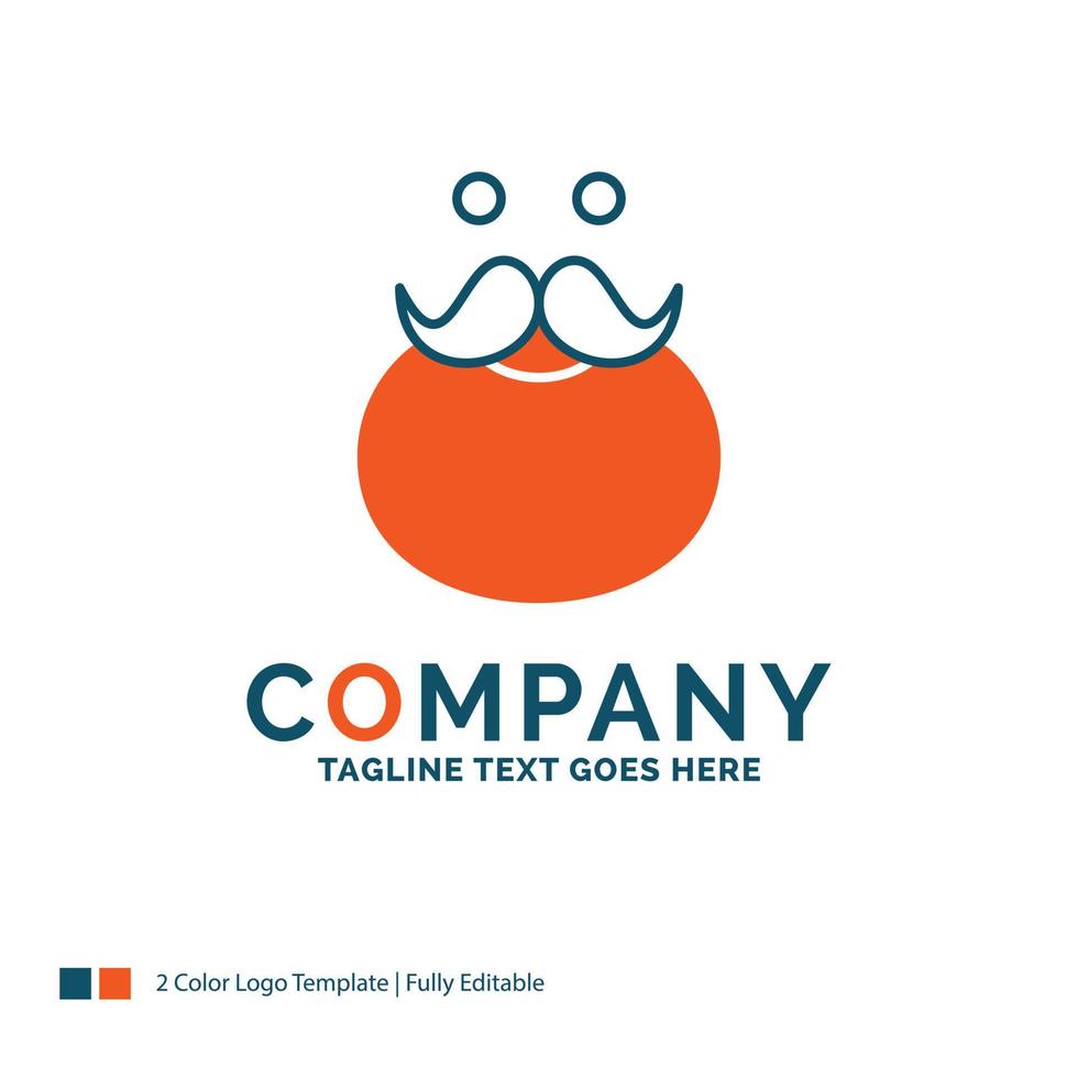 bigote. inconformista. movimiento Papa Noel. diseño de logotipo soportado. diseño de marca azul y naranja. lugar para el eslogan. plantilla de logotipo de empresa. vector