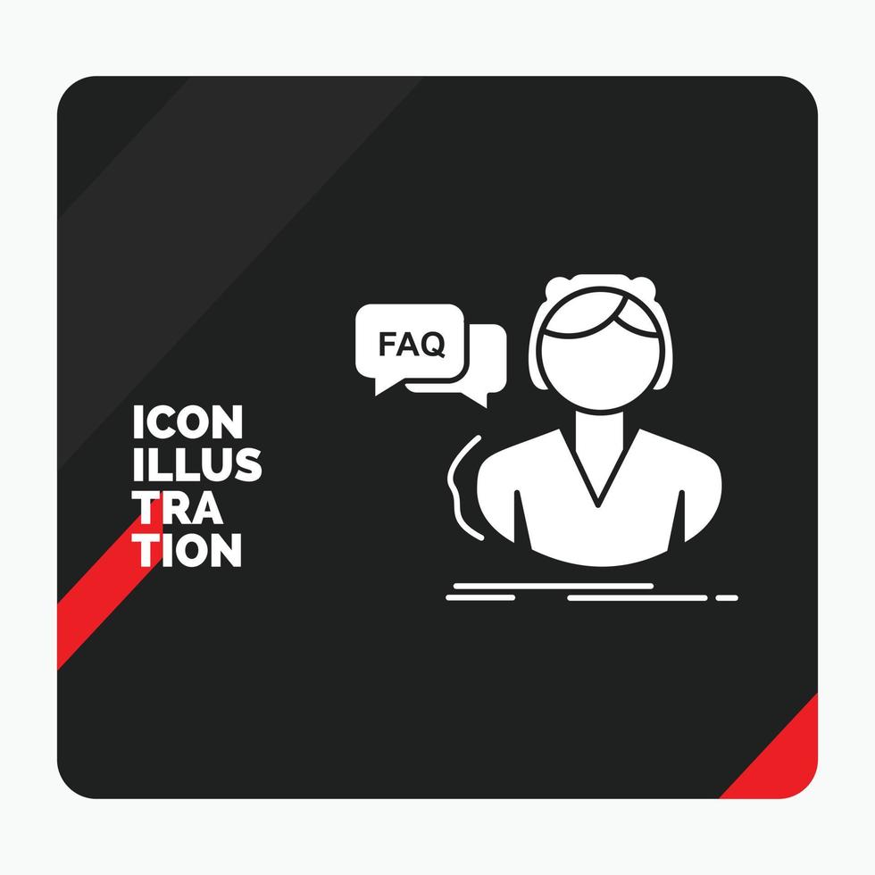 Red and Black Creative presentation Background for FAQ. Assistance. call. consultation. help Glyph Icon vector