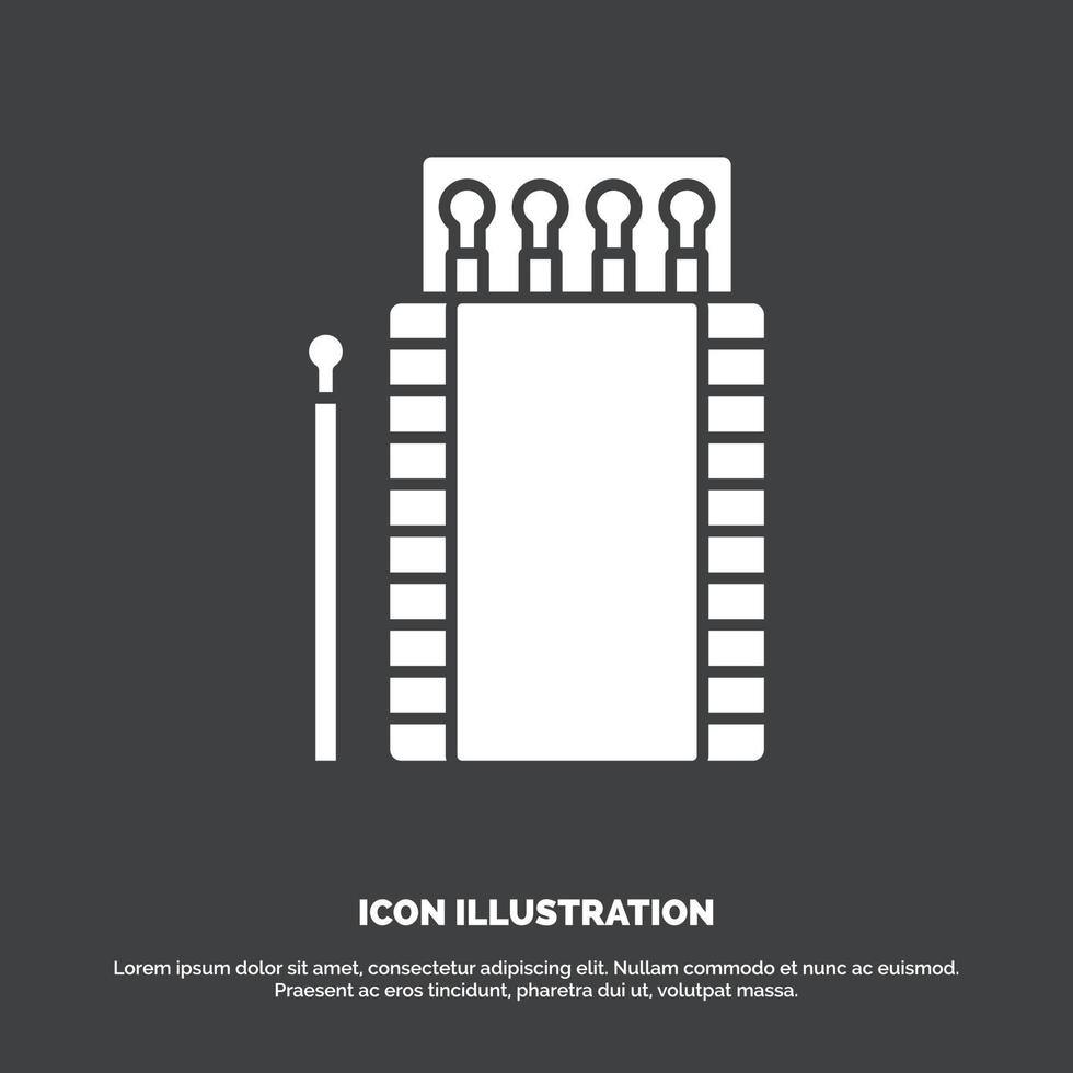 matches. camping. fire. bonfire. box Icon. glyph vector symbol for UI and UX. website or mobile application