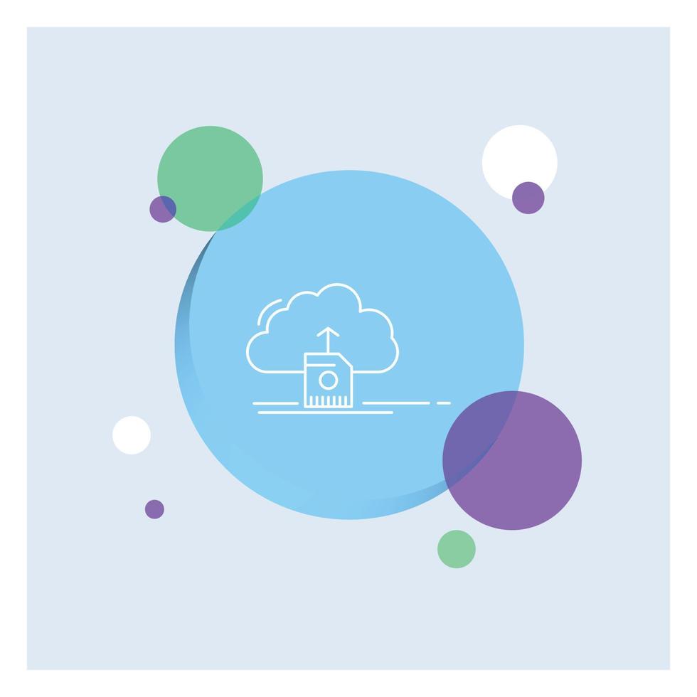 cloud. upload. save. data. computing White Line Icon colorful Circle Background vector