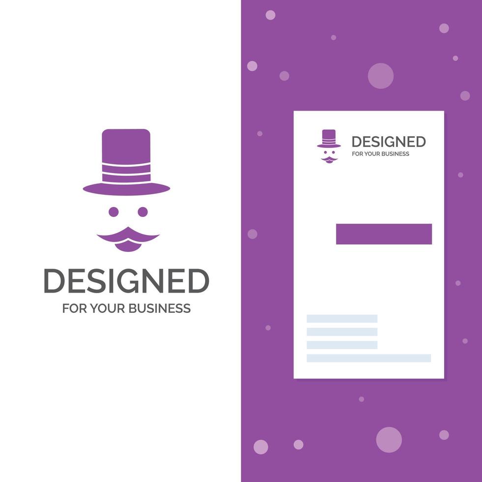Business Logo for moustache. Hipster. movember. hat. men. Vertical Purple Business .Visiting Card template. Creative background vector illustration