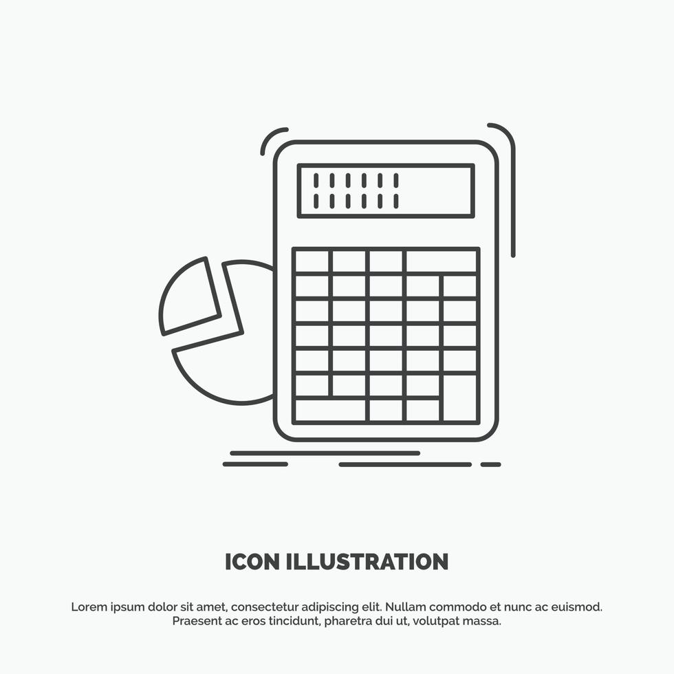 calculadora. cálculo. Matemáticas. Progreso. icono de gráfico. símbolo gris vectorial de línea para ui y ux. sitio web o aplicación móvil vector