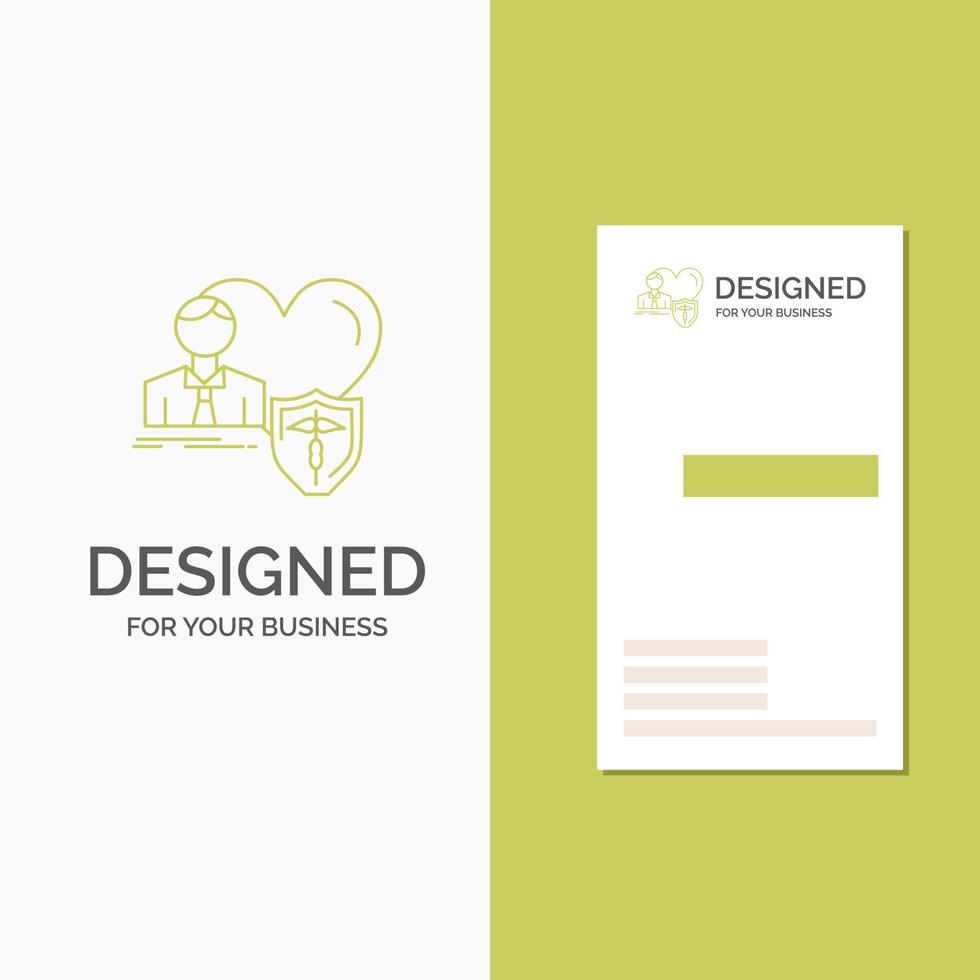 Business Logo for insurance. family. home. protect. heart. Vertical Green Business .Visiting Card template. Creative background vector illustration