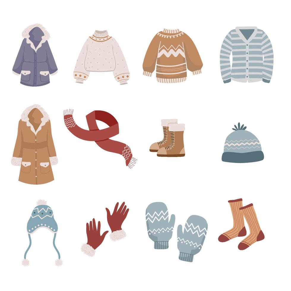 ropa de invierno y esenciales vector