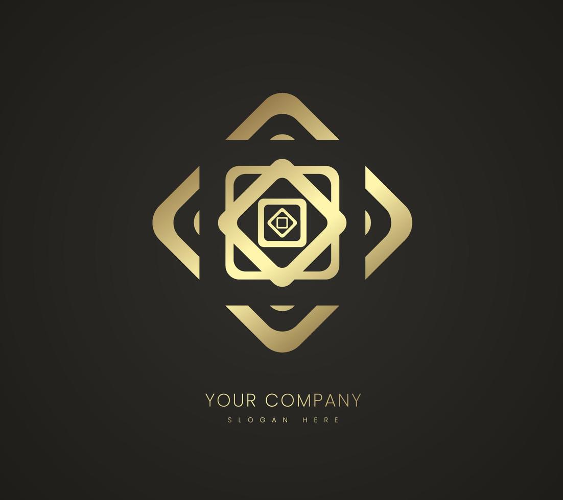 diseño de logotipo de forma triangular moderna, un símbolo dorado, icono, marca registrada en fondo oscuro, un estilo de vector de logotipo premium, diseño de icono moderno para empresas y negocios