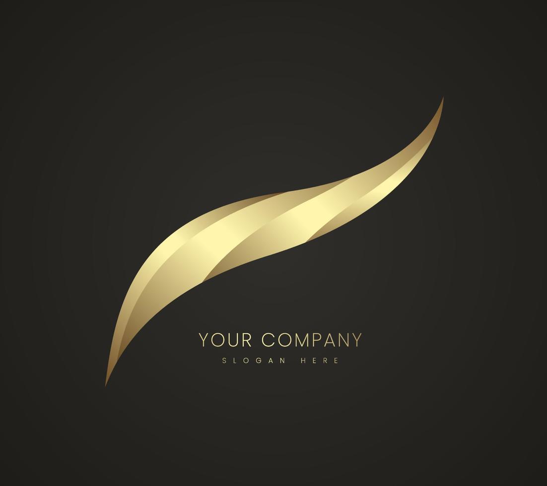 smooth premium logo design on dark background, golden logo style in abstract curves, modern gold icon, symbol, logo, Abstract Design Template Banner vector