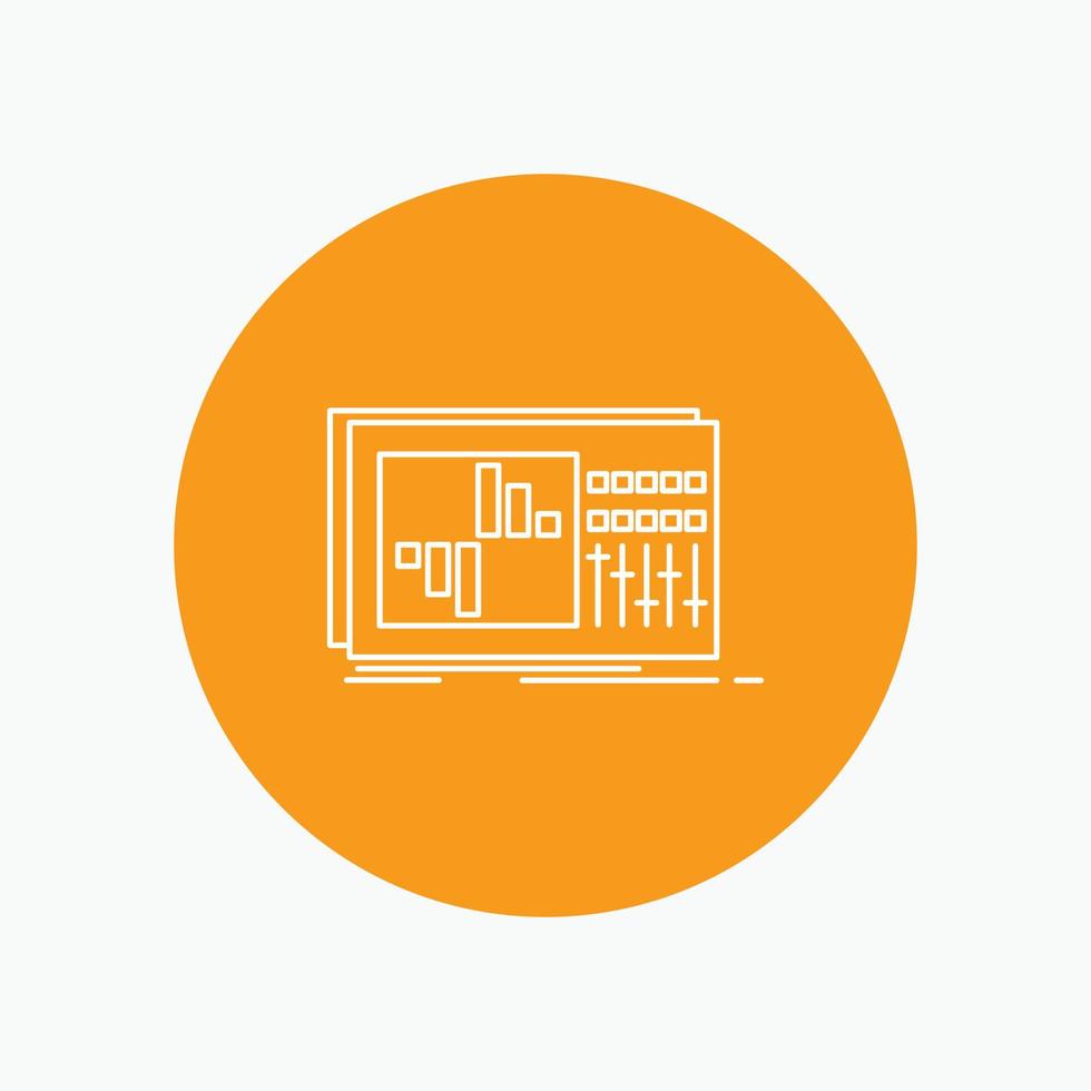 control. equalizer. equalization. sound. studio White Line Icon in Circle background. vector icon illustration