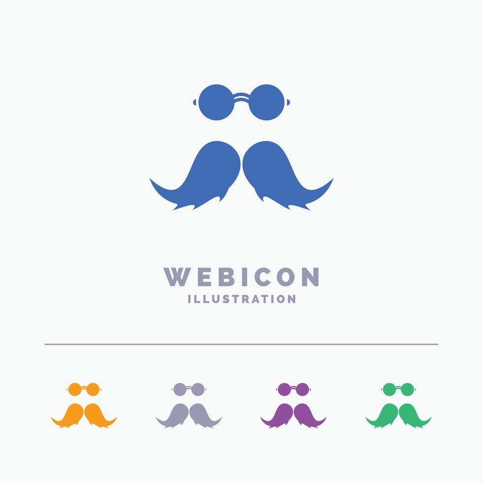 moustache. Hipster. movember. male. men 5 Color Glyph Web Icon Template isolated on white. Vector illustration