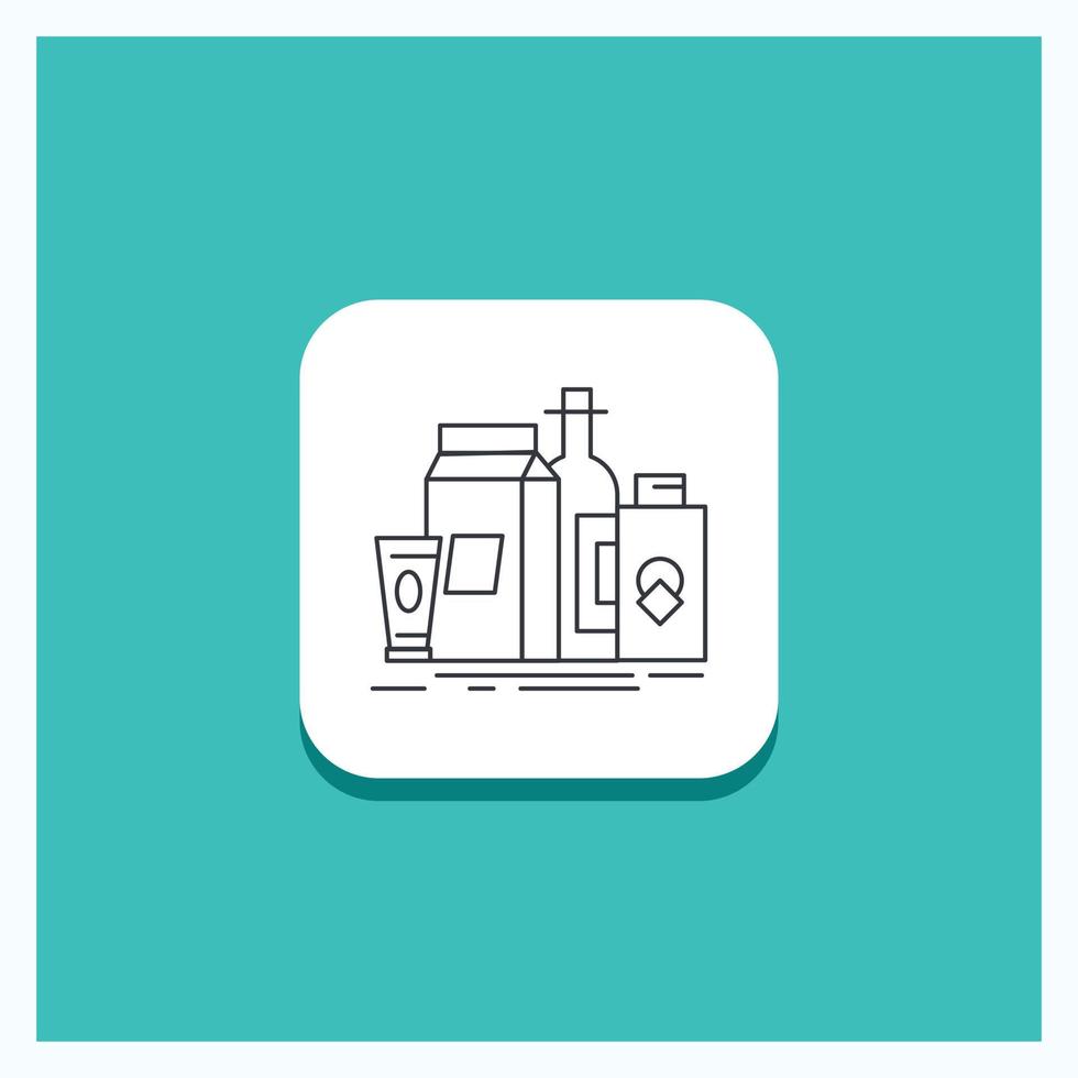 Round Button for packaging. Branding. marketing. product. bottle Line icon Turquoise Background vector