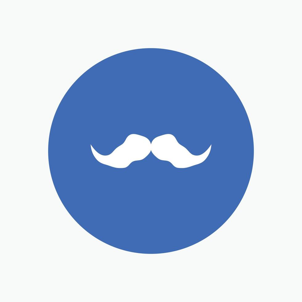 bigote. inconformista. movimiento masculino. icono de glifo blanco de hombres en círculo. ilustración de botón de vector
