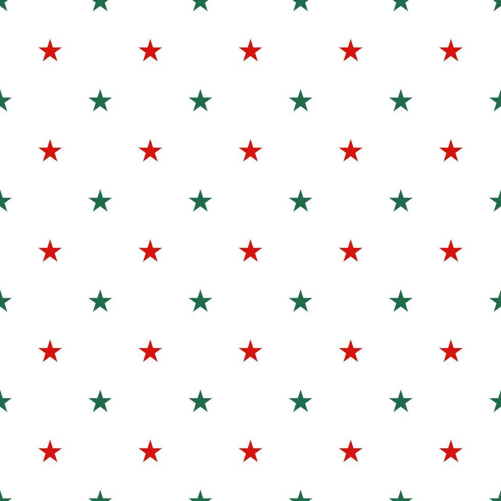 Seamless pattern of red and green star on white background vector