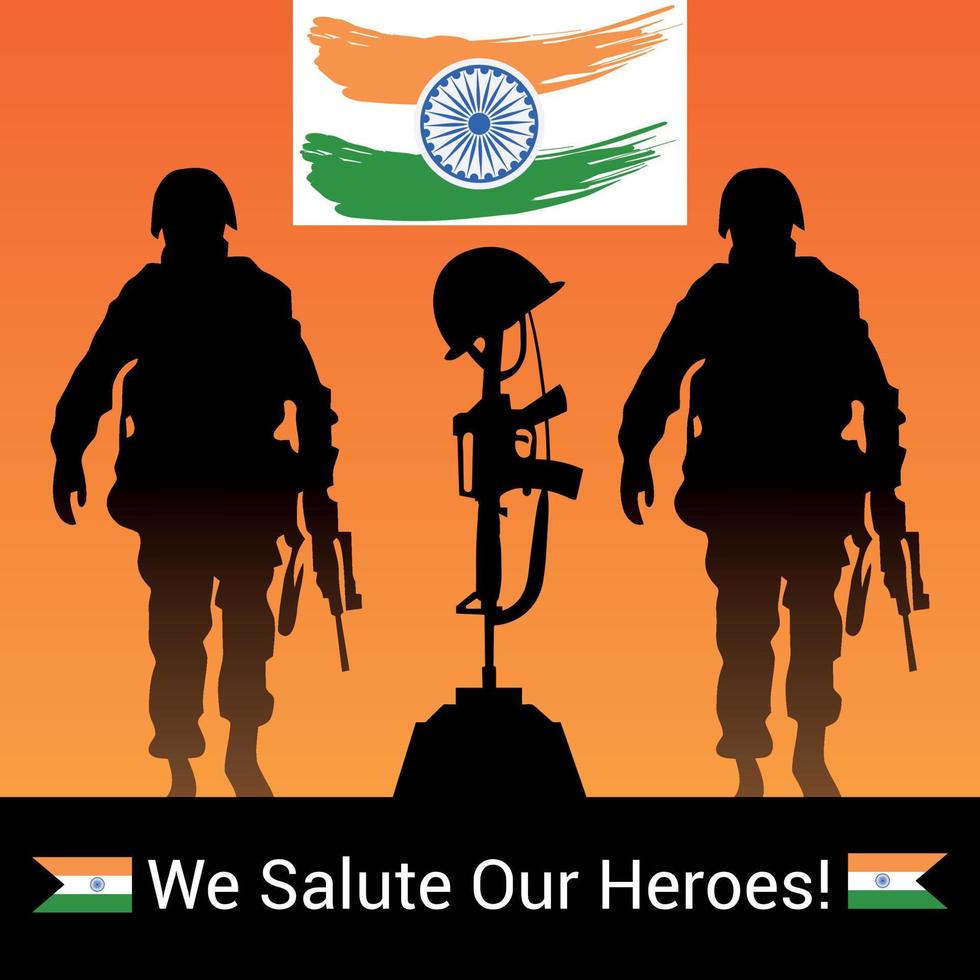 We salute our heroes, Kargil Vijay Diwas illustration vector