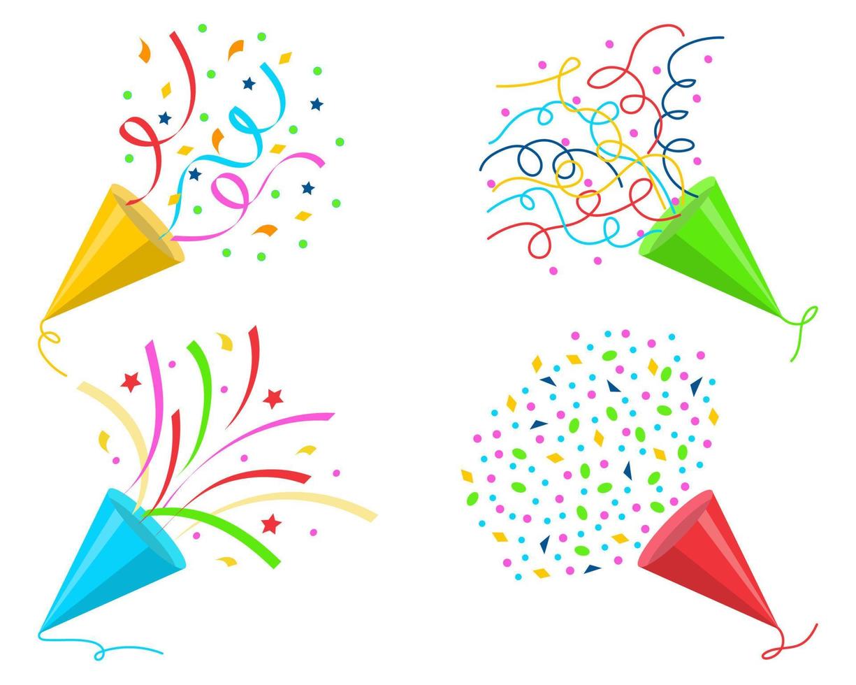 Farecracker with confetti and paper serpentine vector