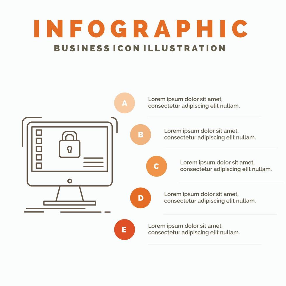 secure, protection, safe, system, data Infographics Template for Website and Presentation. Line Gray icon with Orange infographic style vector illustration