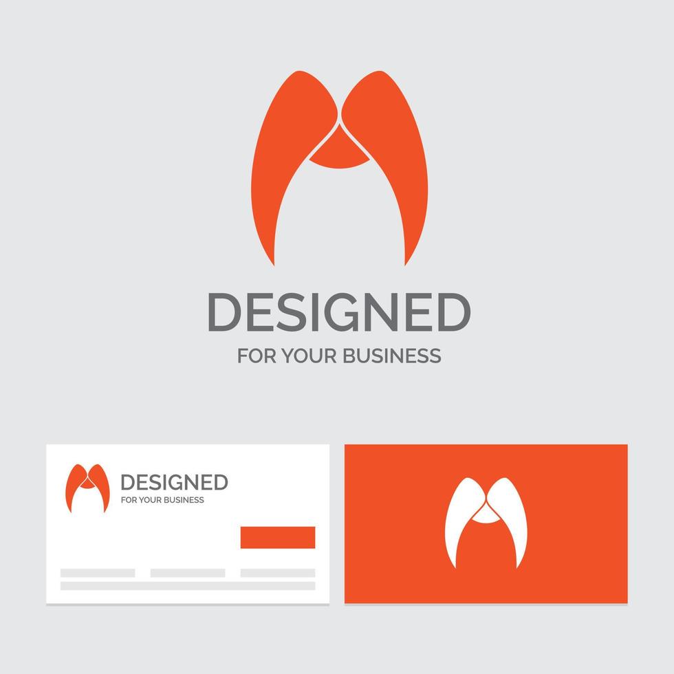 Business logo template for moustache. Hipster. movember. male. men. Orange Visiting Cards with Brand logo template. vector