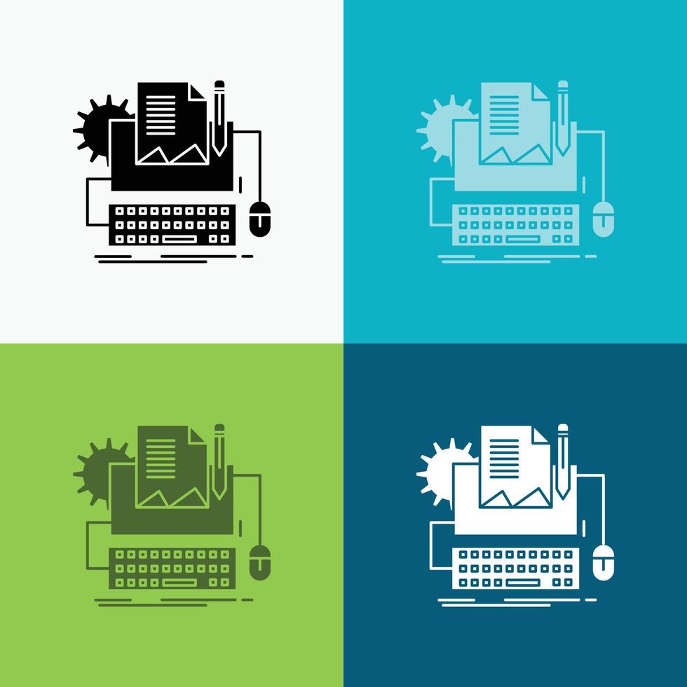 Type Writer. paper. computer. paper. keyboard Icon Over Various Background. glyph style design. designed for web and app. Eps 10 vector illustration