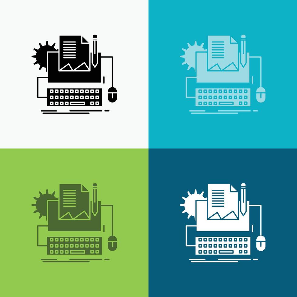 Type Writer. paper. computer. paper. keyboard Icon Over Various Background. glyph style design. designed for web and app. Eps 10 vector illustration