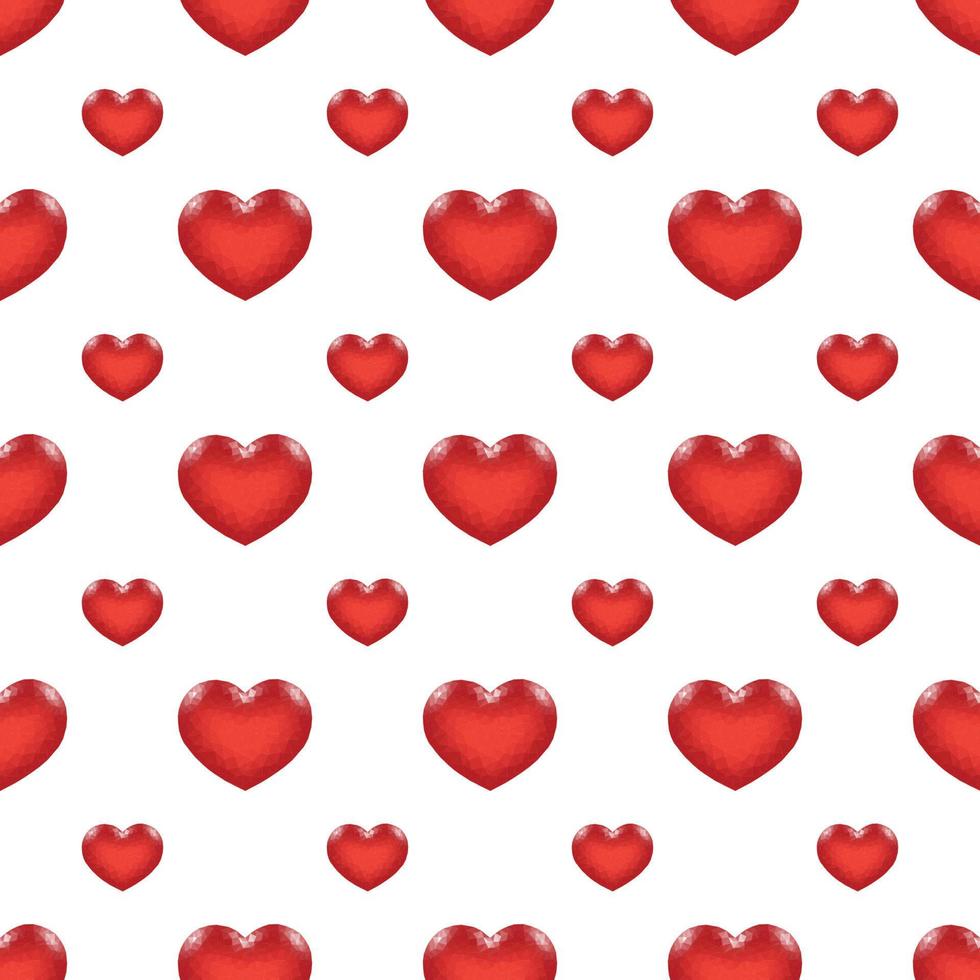 Seamless Pattern with Red Low Poly Heart vector