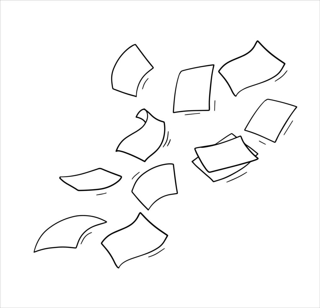 Paper files of documents fall down. Flying sheets. Blank sheet. vector