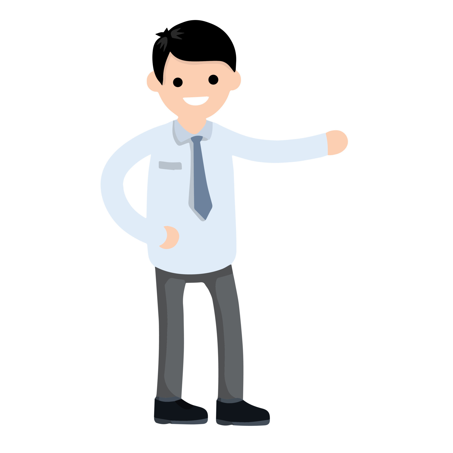 Businessman in suit. Man gestures hand. Office worker. happy Employee of  company stands in pose. Funny guy in tie. Cartoon flat illustration  12818115 Vector Art at Vecteezy