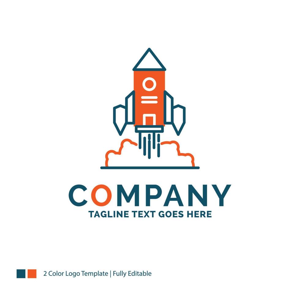 Rocket. spaceship. startup. launch. Game Logo Design. Blue and Orange Brand Name Design. Place for Tagline. Business Logo template. vector