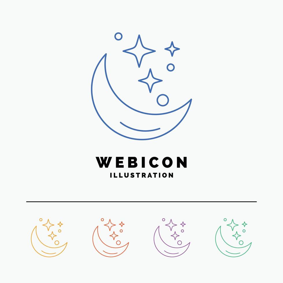 Moon. Night. star. weather. space 5 Color Line Web Icon Template isolated on white. Vector illustration
