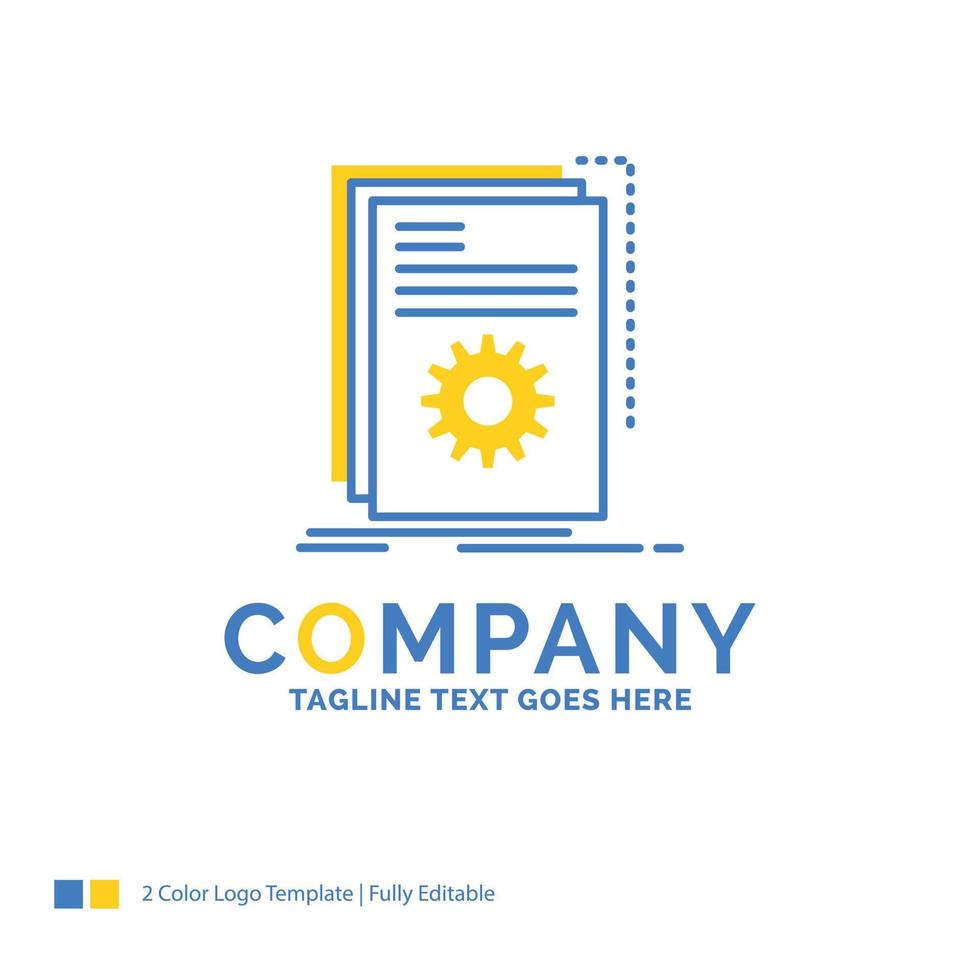 App, build, developer, program, script Blue Yellow Business Logo template. vector