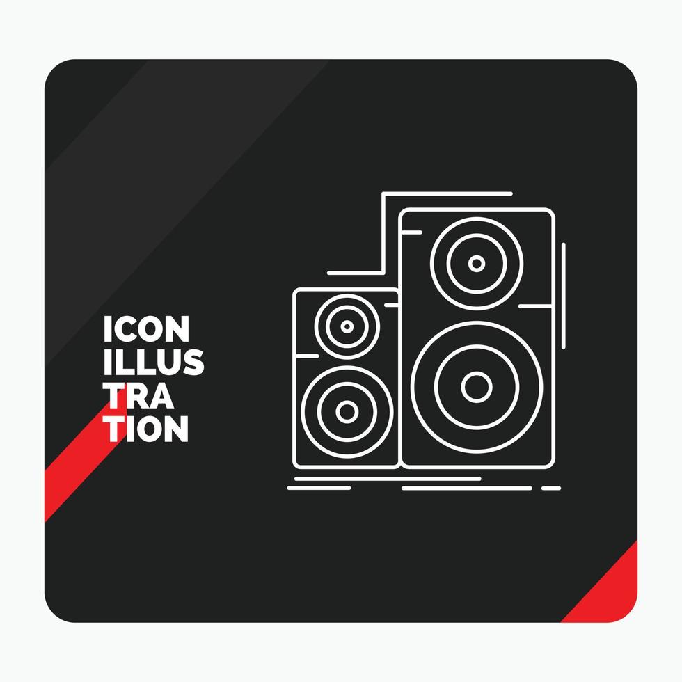 Red and Black Creative presentation Background for Audio. hifi. monitor. speaker. studio Line Icon vector