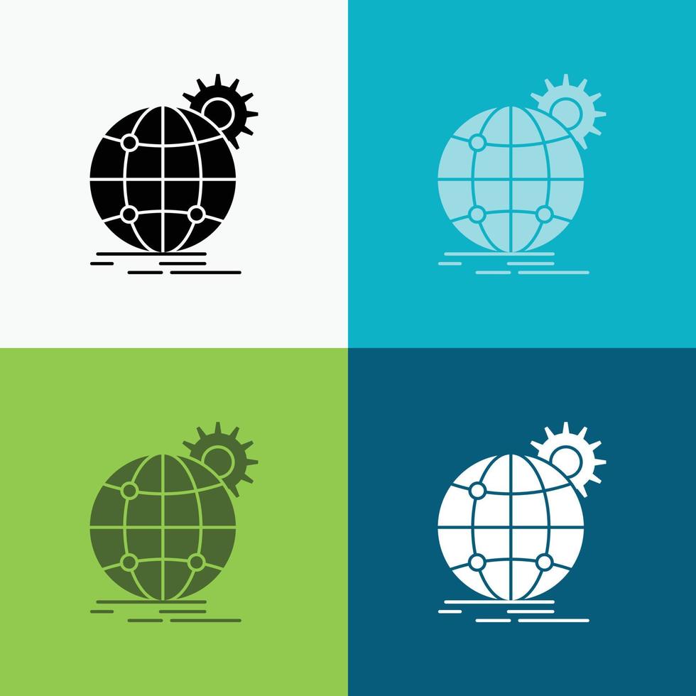 international. business. globe. world wide. gear Icon Over Various Background. glyph style design. designed for web and app. Eps 10 vector illustration