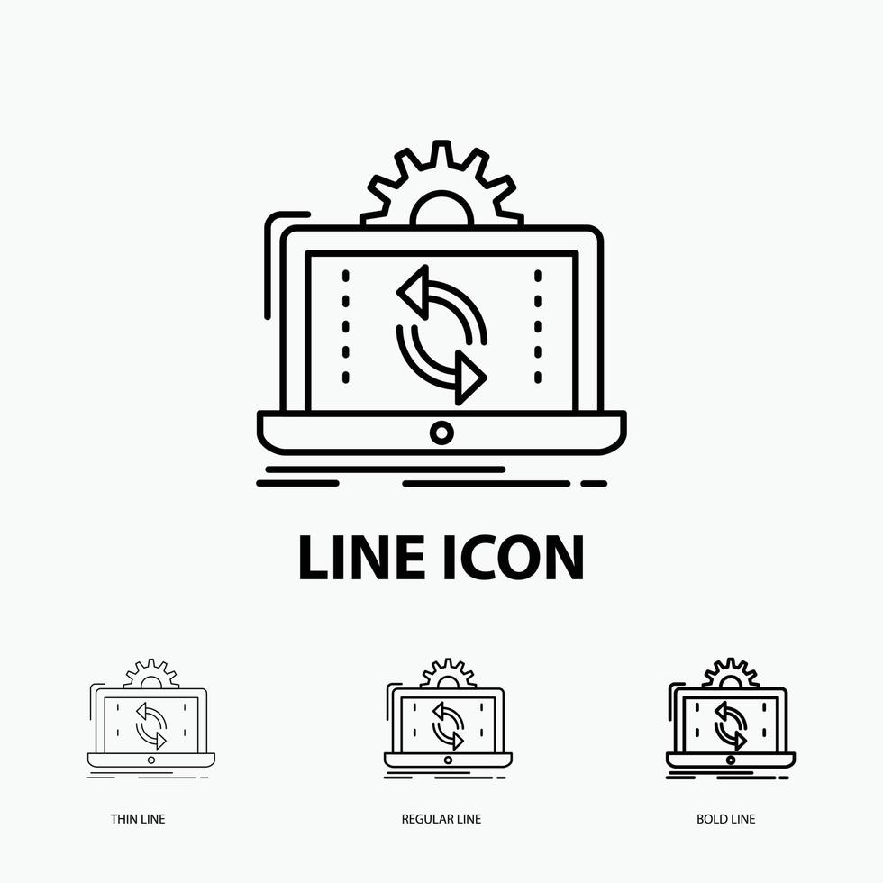 data. processing. Analysis. reporting. sync Icon in Thin. Regular and Bold Line Style. Vector illustration