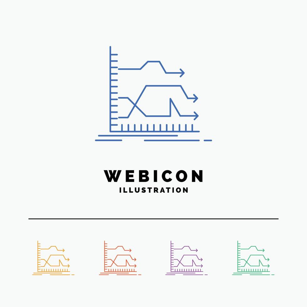 Arrows. forward. graph. market. prediction 5 Color Line Web Icon Template isolated on white. Vector illustration