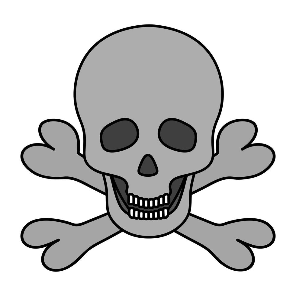 calavera. símbolo pirata. mandíbula con dientes rectos. huecos en lugar de ojos y nariz. vector