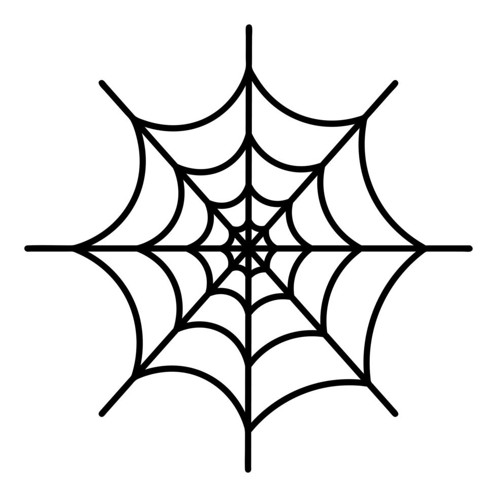 Spider's web. Silhouette. Vector illustration. A sticky victim trap. Intricate network. Hunter's ambush. Thin thread. Halloween symbol. White isolated background. All Saints' Day.
