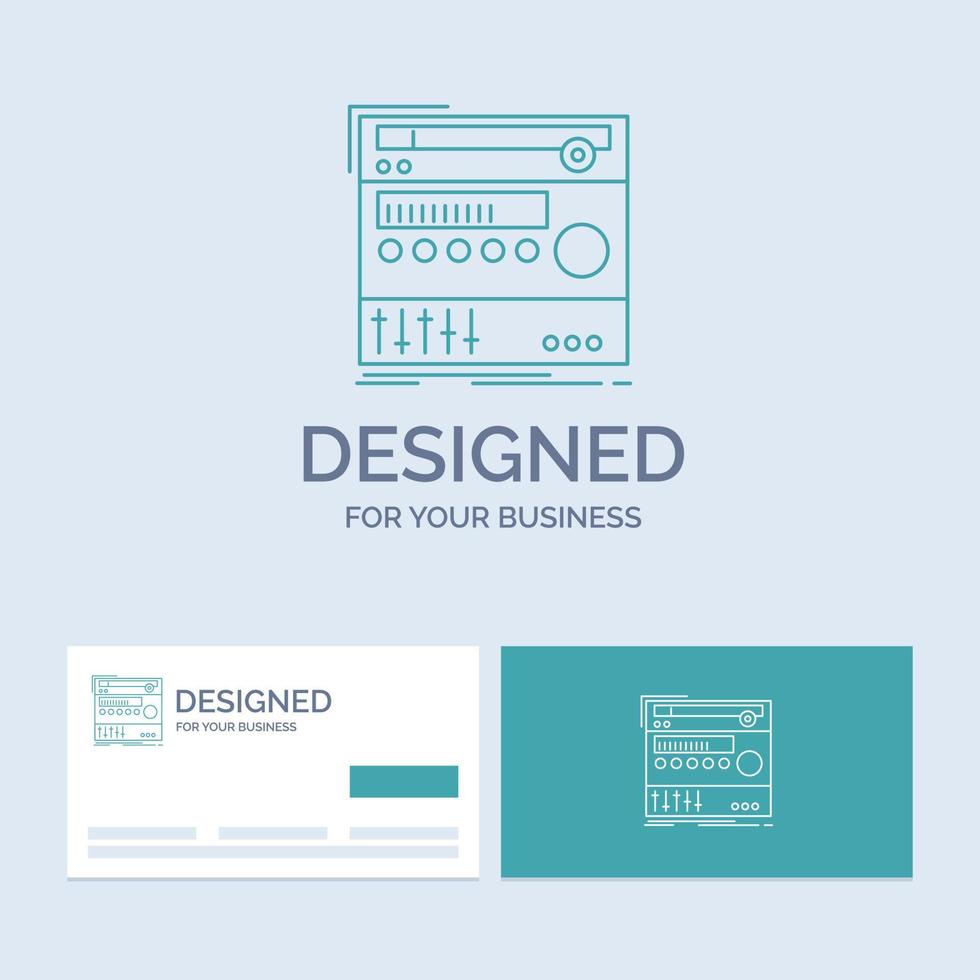 rack. component. module. sound. studio Business Logo Line Icon Symbol for your business. Turquoise Business Cards with Brand logo template vector