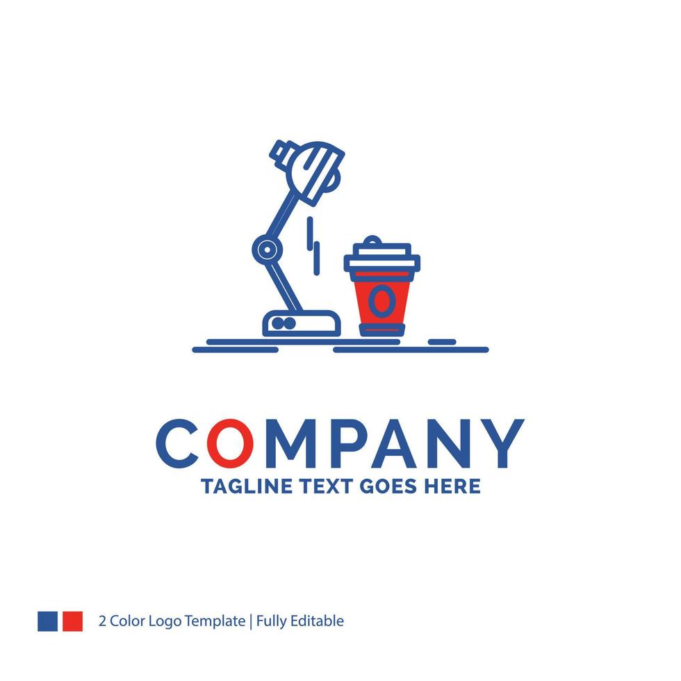 Company Name Logo Design For studio. design. coffee. lamp. flash. Blue and red Brand Name Design with place for Tagline. Abstract Creative Logo template for Small and Large Business. vector