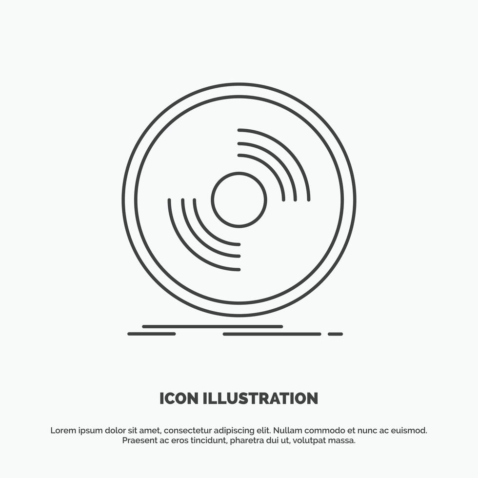 desct. DJ. fonógrafo. registro. icono de vinilo. símbolo gris vectorial de línea para ui y ux. sitio web o aplicación móvil vector