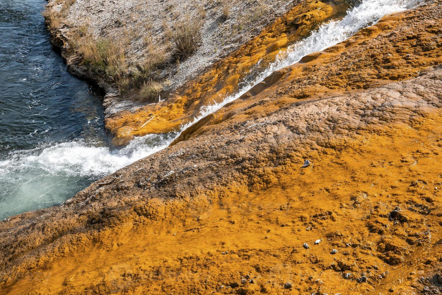 Close-up view of water flowing from Midway Geyser Basin in Firehole River photo