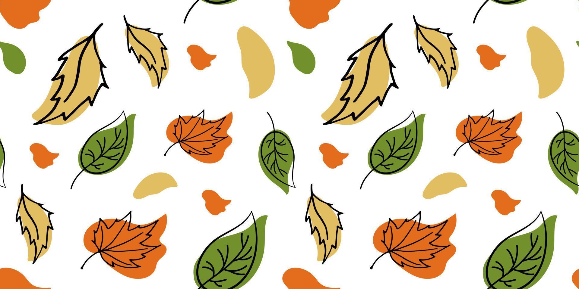 autumn leaves pattern for fabric Vector illustration of a seamless pattern orange green yellow