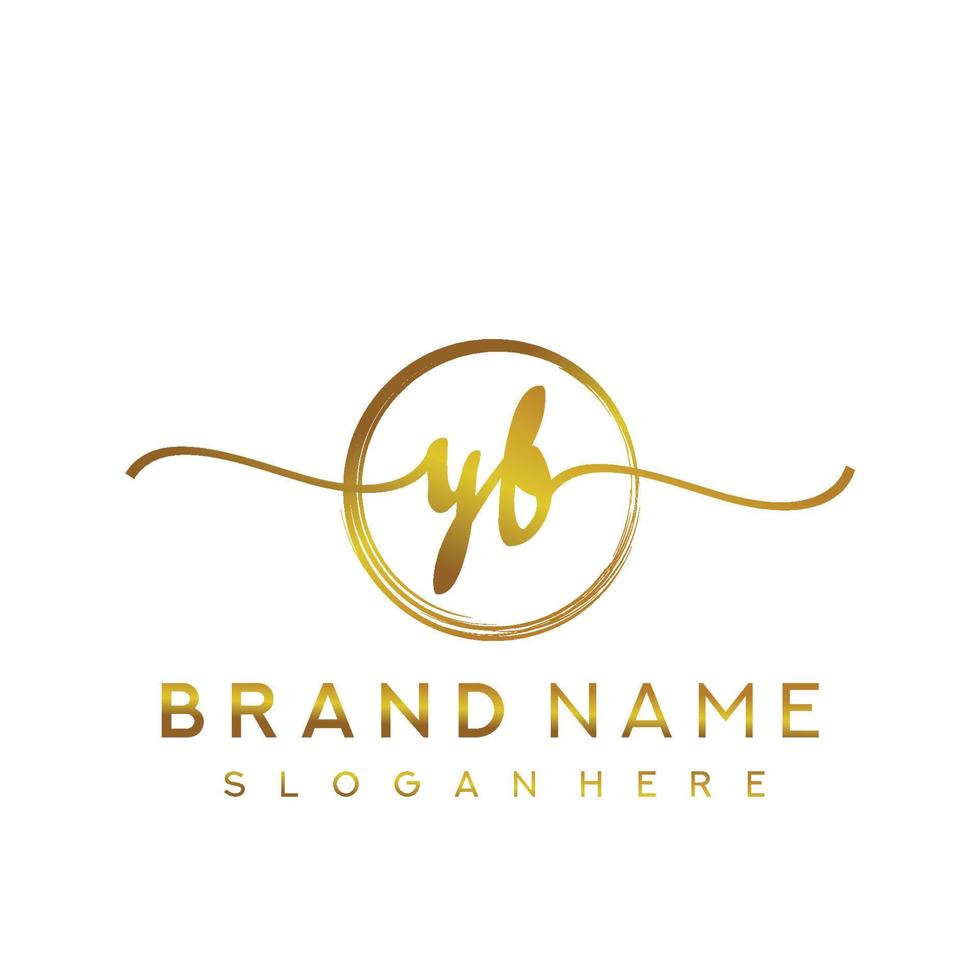 Initial YB handwriting logo with circle hand drawn template vector